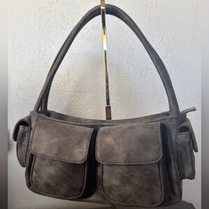 Oak + Fork Gray Leather Shoulder Bag